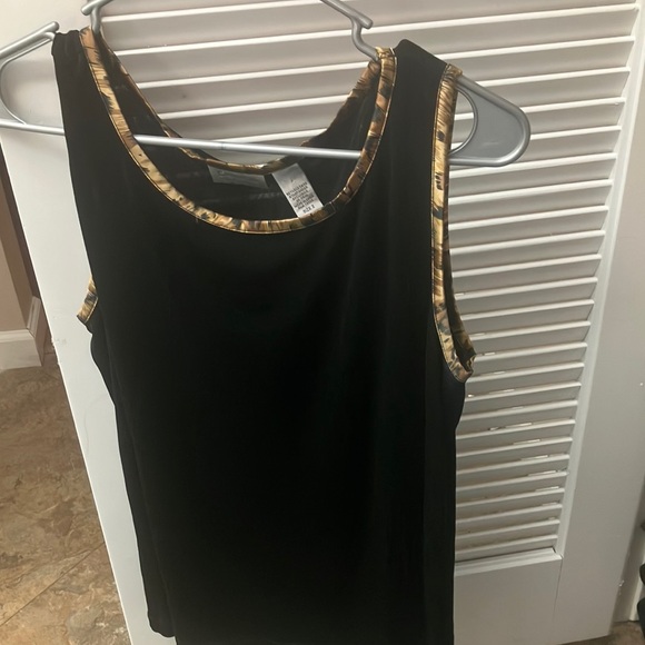 Chico's Black and animal print Sleeveless Tank Top 1 large - Picture 1 of 4